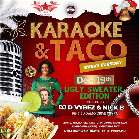 KARAOKE N TACO TUESDAY - UGLY SWEATER EDITION, Red Star Live, Valrico ...