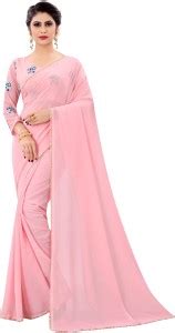 Buy LD FASHION Embroidered Bollywood Georgette Pink Sarees Online ...