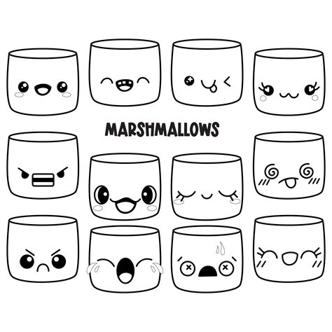 Marshmallow Clipart - Kawaii Emotions Clip Art - Commercial Use OK ...