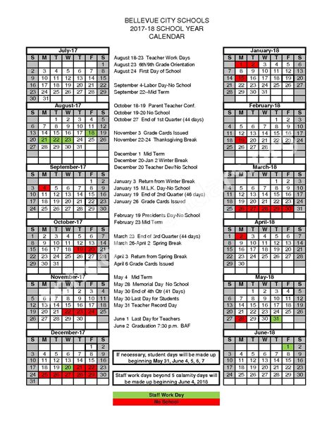 Bellevue College Calendar