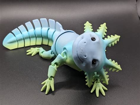 3D Printable Adorable Articulated Axolotl, Print-In-Place Body, Snap ...