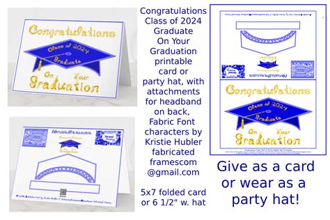 Blue Grad Cap Party Hat Card Class 2024 Graphic by fabricatedframescom ...