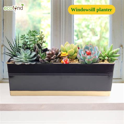 SleekRoot – 16” Designer Black Metal Planter for Urban Green Living ...