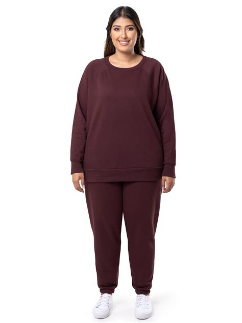 Terra & Sky Women's Plus Size Cotton Blend Fleece Sweatshirt and ...
