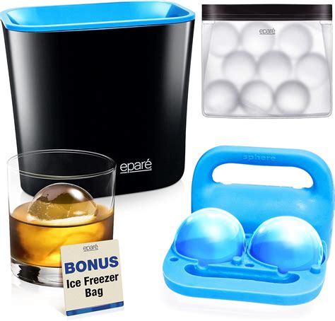 Eparé Clear Ice Ball Maker - Premium Silicone Ice Ball Maker Mold Tray ...