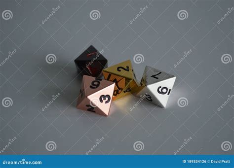 Multiple D8 Eight Sided Dice Die Copper Silver Gold Black Stock Photo ...