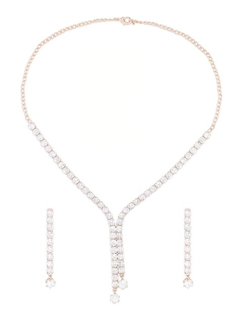 ZAVERI PEARLS Rose Gold Dazzling Cubic Zirconia Contemporary Party ...