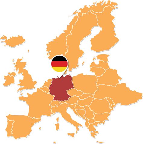 Germany map in Europe, Germany location and flags. 24584107 PNG