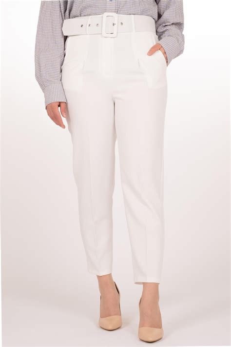White High Waist Pencil Pants | Beyza