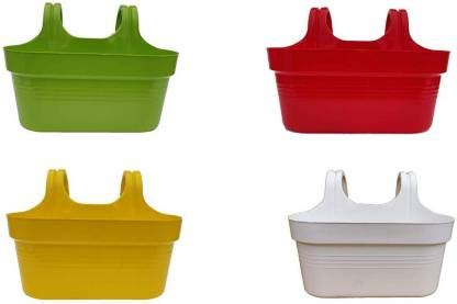 GTB Unbreakable Plastic Double Hook Railing Pots, Hanging Planters for ...