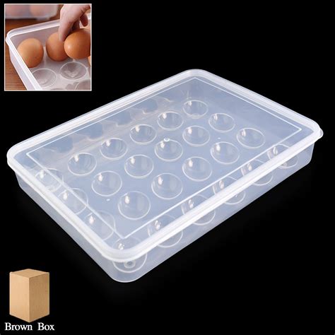 Plastic Egg 24 Grid Storage Container Holder for Refrigerator Egg Tray ...
