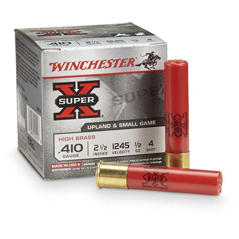 Winchester Super-X High Brass Game Loads, .410 Bore, 2 1/2", 1/2 oz ...