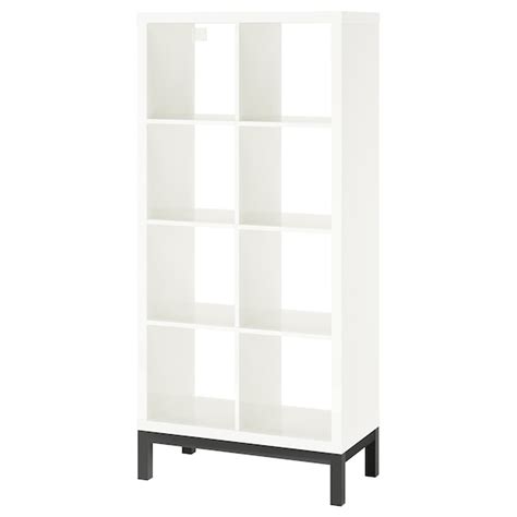 KALLAX shelving unit with underframe, high-gloss/white/black, 77x164 cm ...