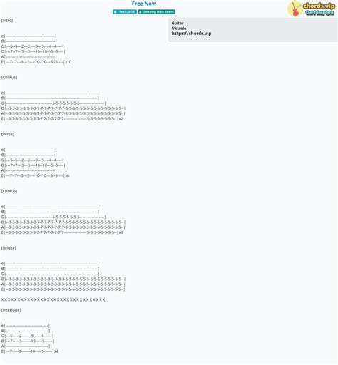 Chord: Free Now - tab, song lyric, sheet, guitar, ukulele | chords.vip