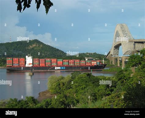 Container Ship passing under Puente de las Americas, Bridge of the ...