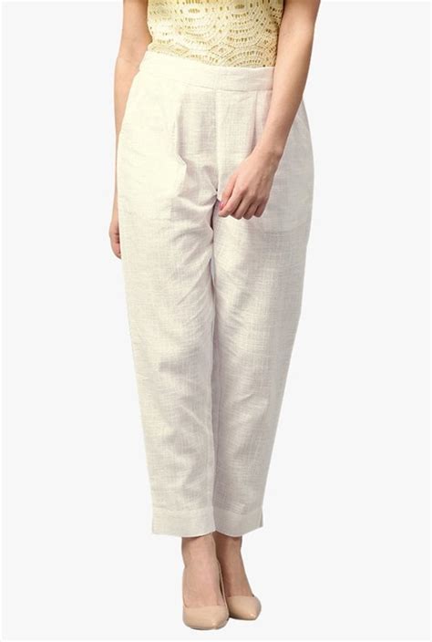 Buy Jaipur Kurti White Regular Fit Cotton Pleated Pants for Women ...