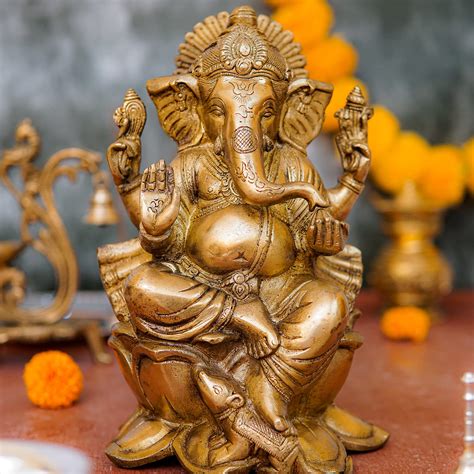 Buy LaDekor Brass Ganesha Idol for Home Décor Brass Lord Ganpati Statue ...