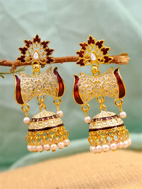 Elegant Meenakari Floral Jhumki Earrings for Women and Girls | New ...