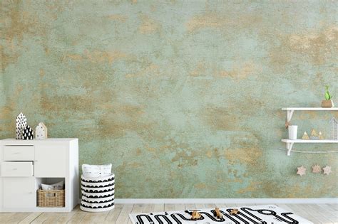 Oxidized Copper Wallpaper | Brass Patina Accent Mural