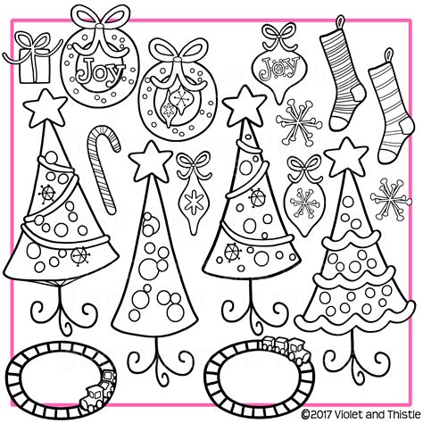 Christmas Tree Clipart Retro Christmas Clip art Pink Fushia Silver Gray ...