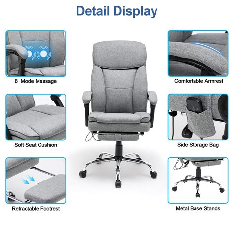 Buy HOMREST Reclining Office Chair with Massage, Ergonomic Office Chair ...
