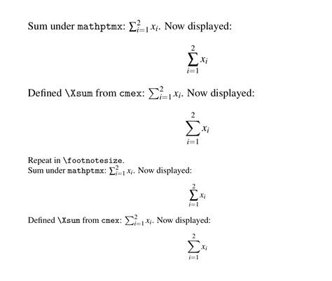 math mode - Different Sum signs - TeX - LaTeX Stack Exchange