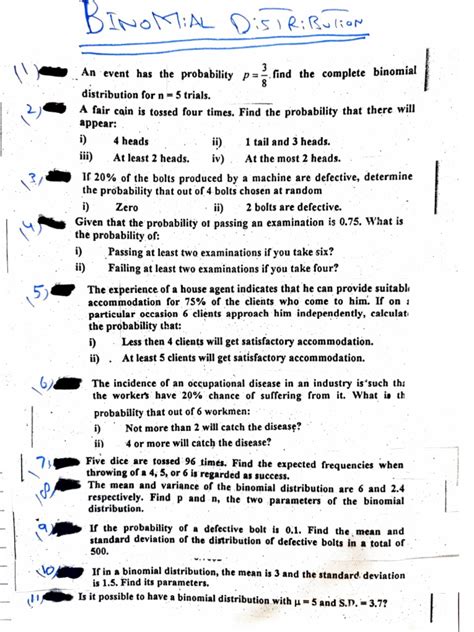 Image result for Binomial Distribution Problems and Answers