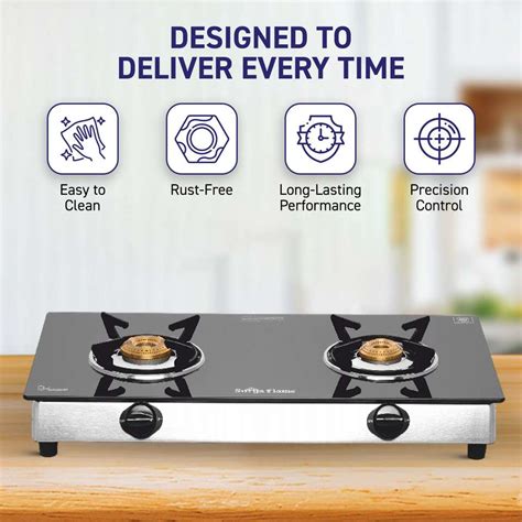 Suryaflame 2 Burner LPG Gas Stove Chulha with Toughened Glass Top ...
