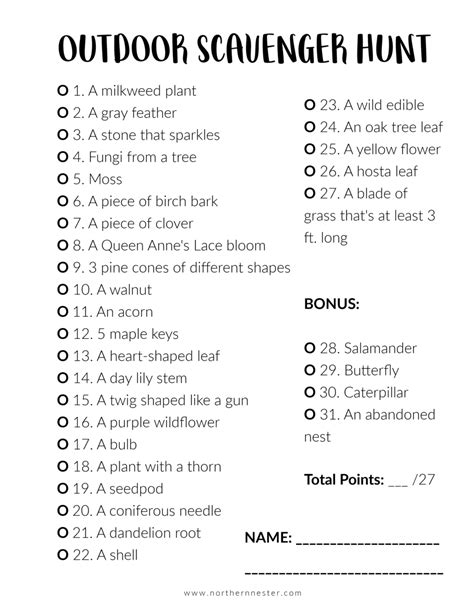 Campground Scavenger Hunt Printable - Printable Word Searches