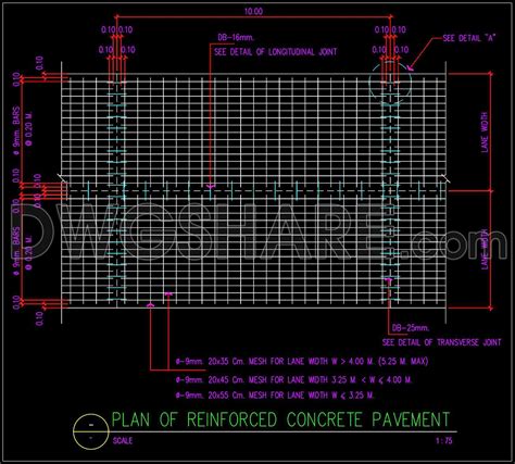 136. Cad Drawing Of Plan of Reinforced Concrete Pavement For Download ...