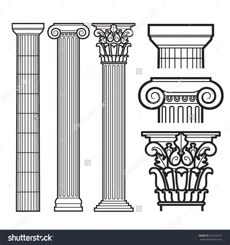 Set Doric Ionic Corinthian Columns Stock Vector (Royalty Free ...