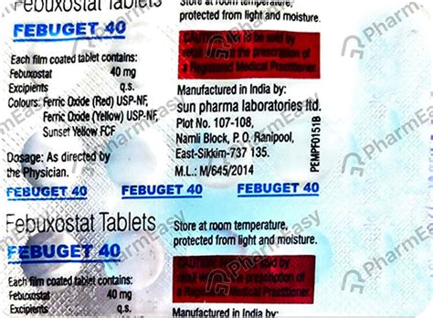 Febuget 40 MG Tablet (15): Uses, Side Effects, Price & Dosage | PharmEasy