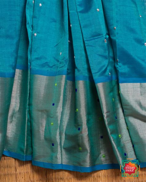 Venkatgiri Silk Cotton Blue Saree Krsna – THE INDIAN MOTIF