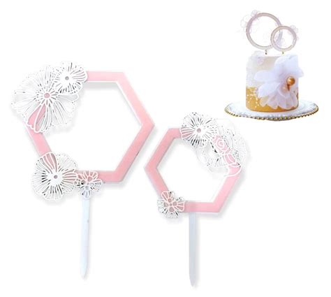 Lyba Moulds Hexagon Frame Cake Topper For Cake Decorating, 2 Pc ...
