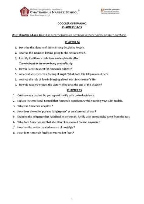 DOD- CHAP 14-15 - 1 DOODLER OF DIMASHQ CHAPTERS 14- 15 Read chapters 14 ...