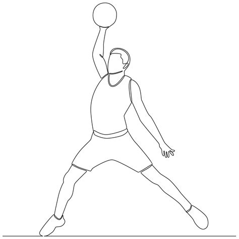 Basketball player continuous line drawing vector line art 14072921 ...