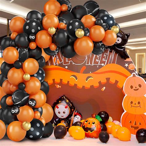 Buy HDO Halloween Balloon Arch Kit, 90 Pcs Black Orange Gold Balloons ...