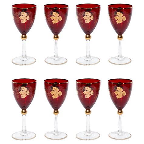 Set of 12 Signed Waterford Crystal Clarendon Ruby Wine Glasses at ...