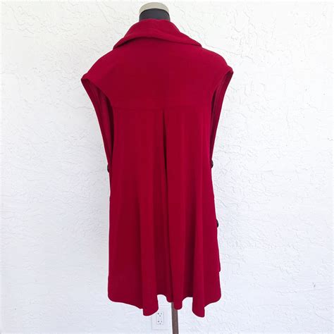 Soft Surroundings Red Vest Womens Small Mesa Button #26312 Holiday ...