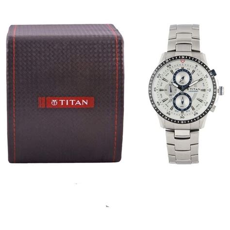 Buy Online Titan Chronograph White Dial Quartz Metal Strap watch for ...