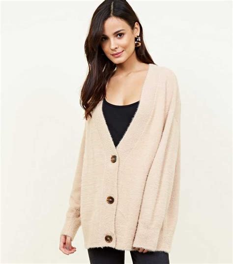 Camel Fluffy Oversized Cardigan | New Look