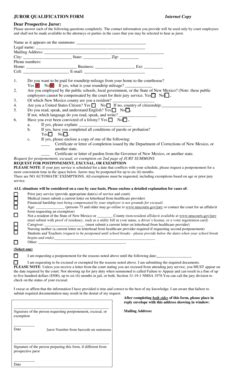 Juror Qualification Form - Blank Fillable Template | Fill Out, Print ...