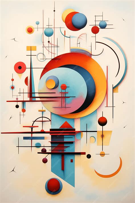 Premium Photo | Abstract Geometric Art by Kandinsky Flowing Shapes and Harmonious Palette