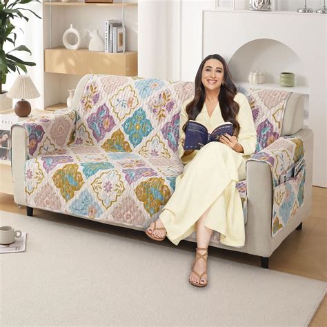 HOKIPO 'VivaCasa Series' Polyester 2 Seater Quilted Sofa Cover with ...