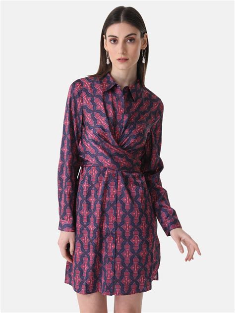 Printed Wrap Tie Knot Dress – KAZO