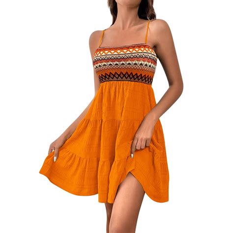 JULMCOMO Spring Dresses for Women Beach Vacation Mini Dress a Line High ...