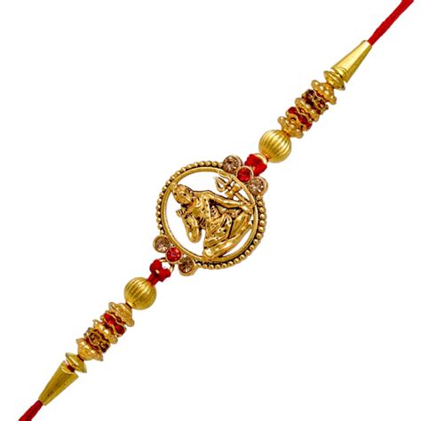 Lord Shiva Bracelet Combo Set of 5 Rakhi with Roli Chawal n Gift Card ...