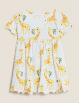 Pure Cotton Giraffe Print Dress (0-3 Yrs)