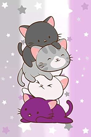Buy Kawaii Cat Notebook: Cute Asexual Pride Flag Kitty Anime College ...