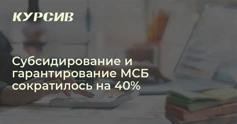 Субсидирование и гарантирование МСБ сократилось на 40%